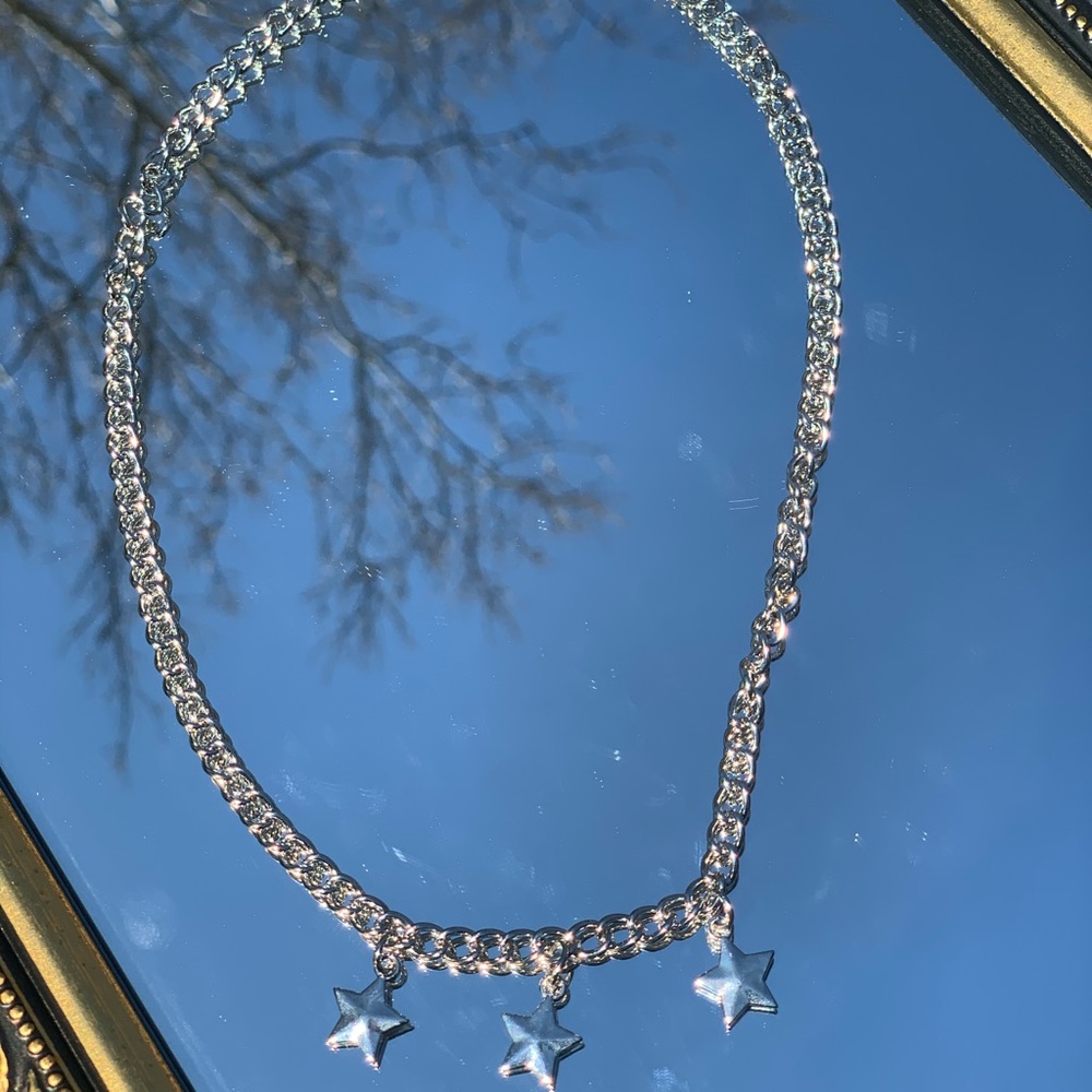 handmade silver chain star necklace